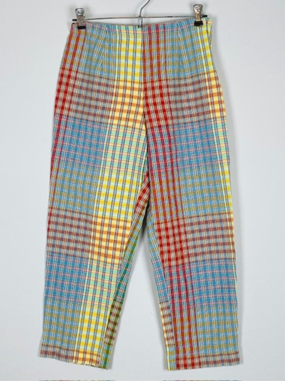 Vtg Y2K Susan Bristol Madras Plaid Pants Sz 6 Capri Clam Digger Preppy Beach
